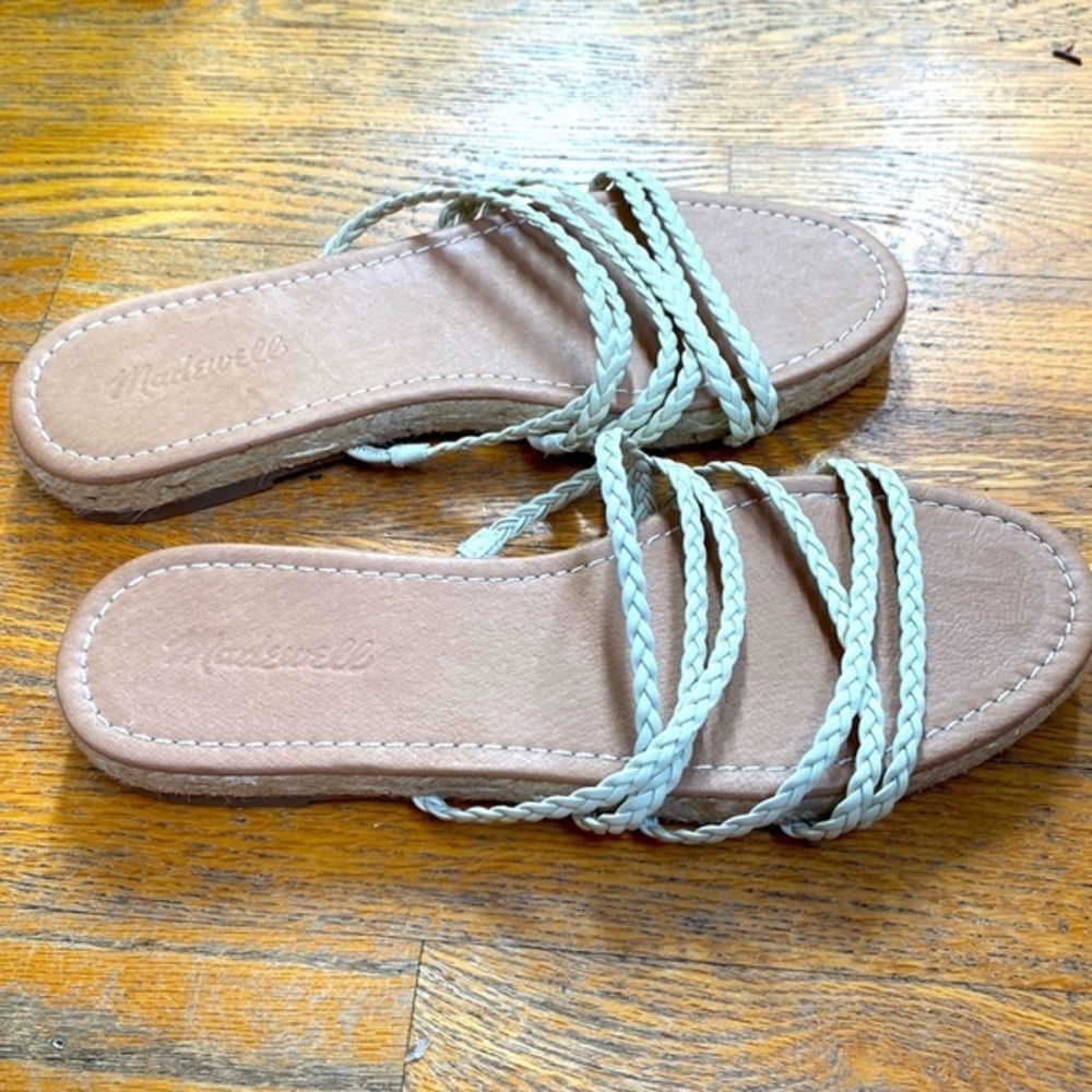 MADEWELL worn once nude cream strappy summer sandals flats size 10
